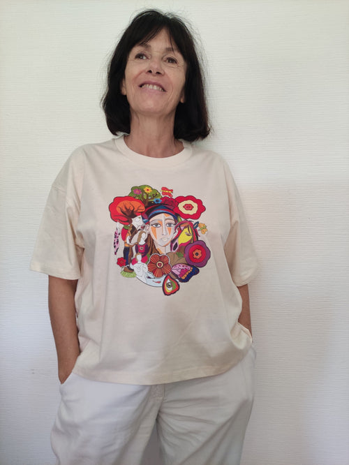 Watercolour child-tree t-shirt – worn view 3