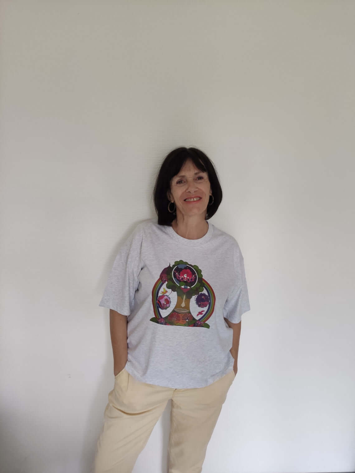 T-shirt Coton bio Femme - Illustration Feutres Aquarelle- "Elle porte la forêt"