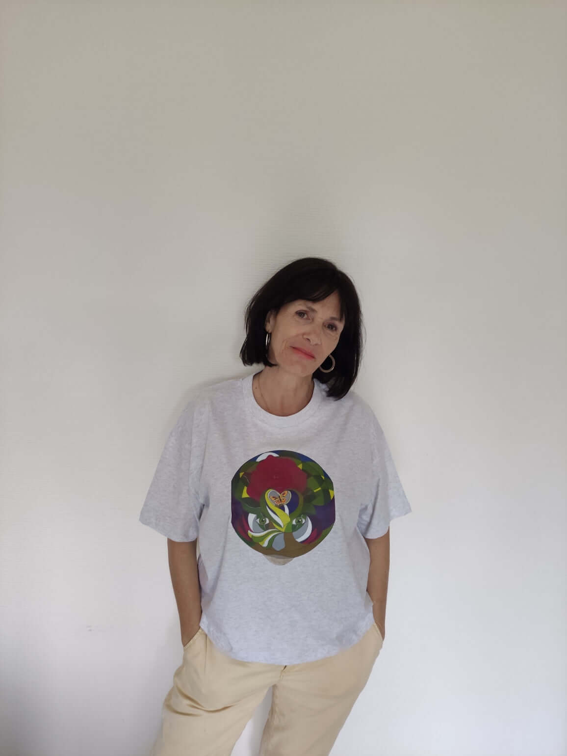 T-shirt Coton bio Femme - Illustration feutres Aquarelle- "Le cœur de l'arbre"