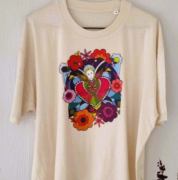 T-shirt Femme Jaune Artistique – Portrait Coloré Original
