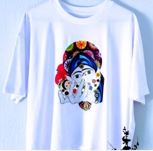 T-shirt Femme Artistique – Portrait Coloré Original