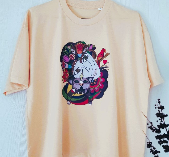 T-shirt Femme Jaune Artistique – Portrait Coloré Original