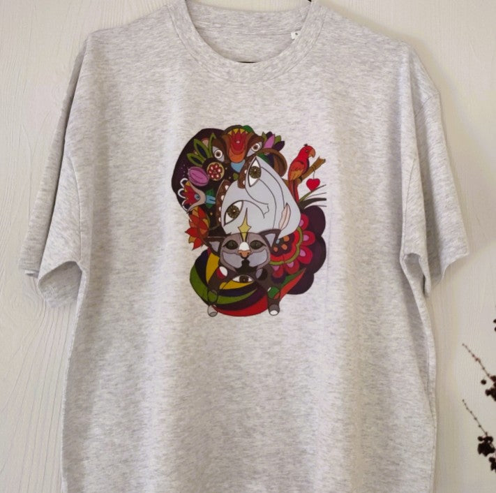 T-shirt Femme Jaune Artistique – Portrait Coloré Original