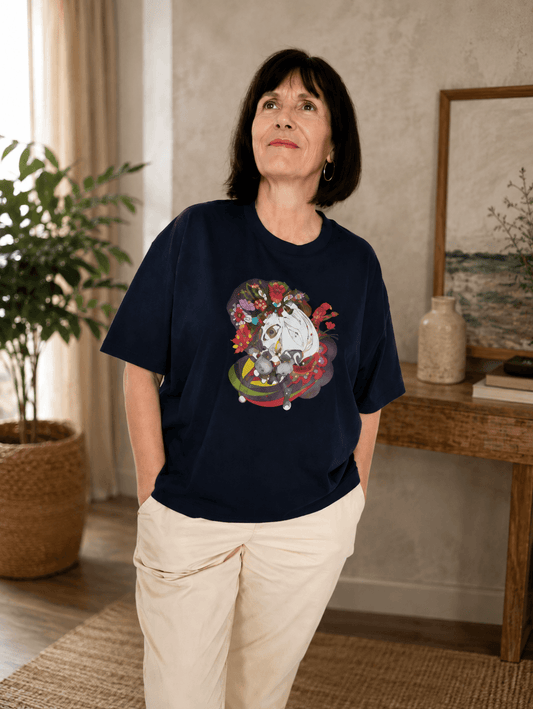 T-shirt Coton bio Femme - Illustration feutres Aquarelle- "Sous le chapeau... des merveilles"