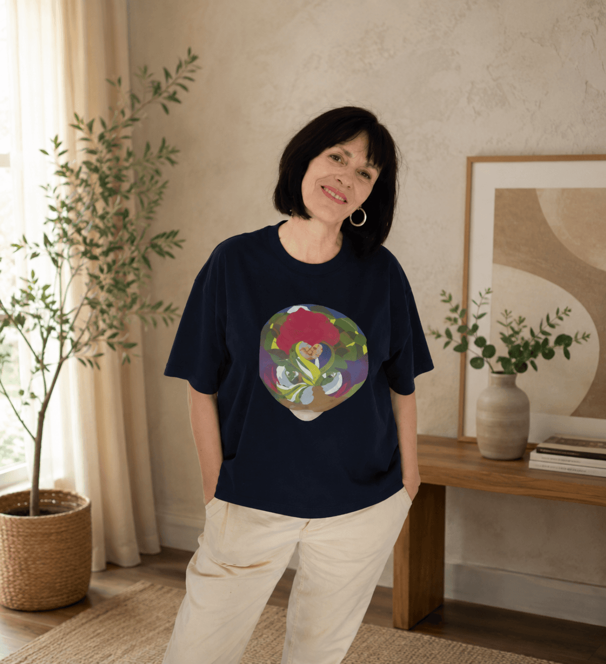 T-shirt Coton bio Femme - Illustration feutres Aquarelle- "Le cœur de l'arbre"