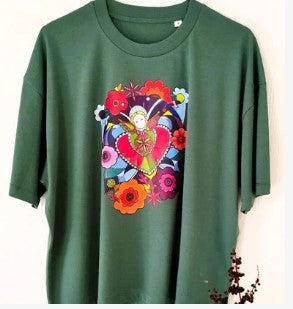 T-shirt Femme Violet Artistique – Portrait Coloré Original